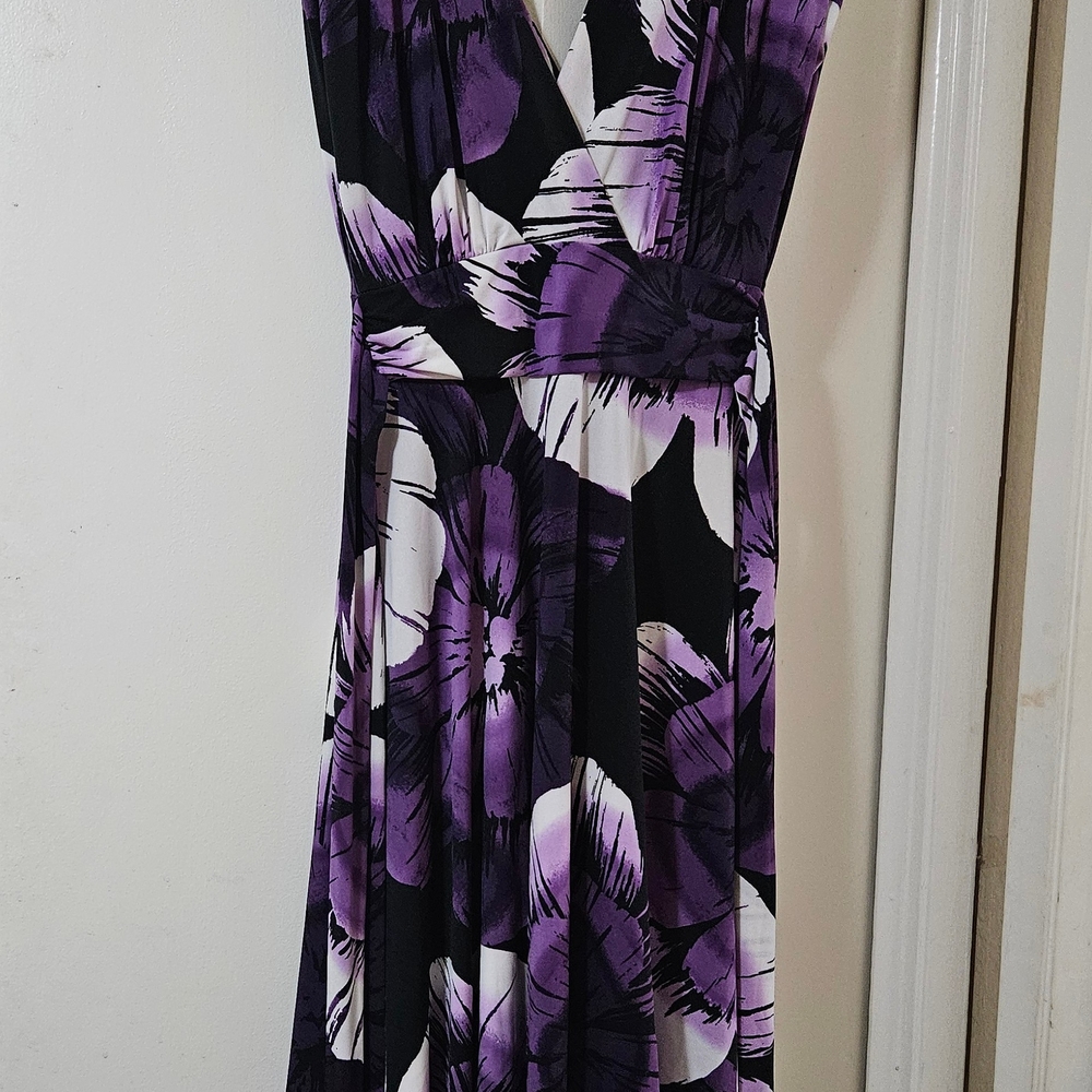 Roulette Black and Purple Floral Maxi Dress